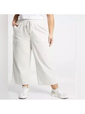 Athleta Women’s Farallon Heathered Wide Leg Crop Pants Cream Plus Size 26